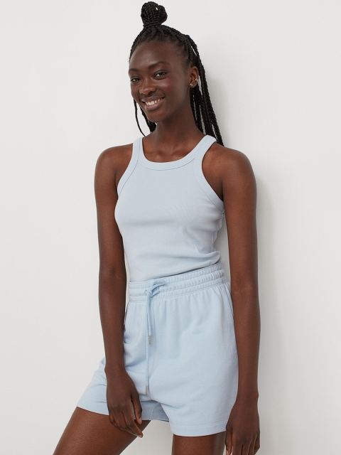 

H&M Women Blue Solid Sweatshirt Shorts