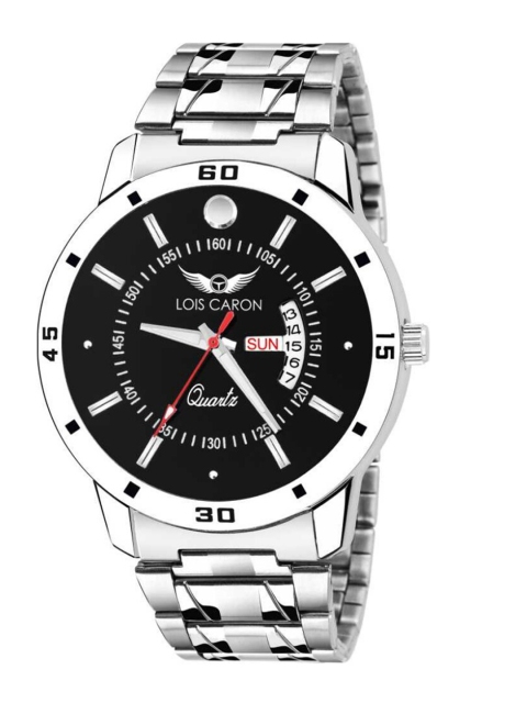

LOIS CARON Men Black Dial & Silver Toned Stainless Steel Analogue Watch MLC-8083