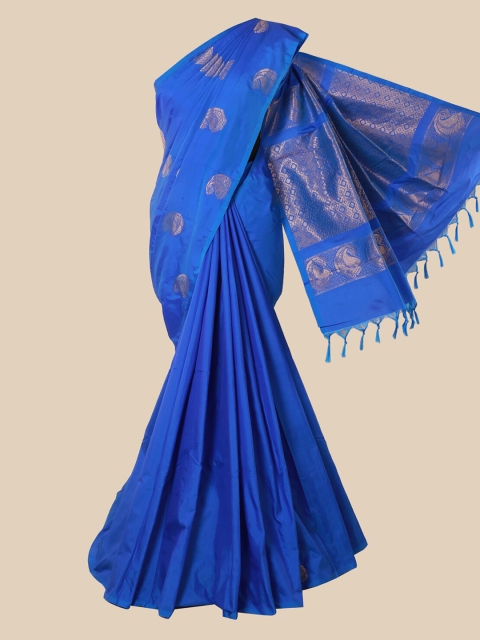 

Pothys Blue Ethnic Motifs Silk Cotton Saree