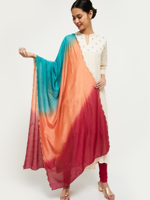 

max Turquoise Blue & Orange Ombre Dyed Dupatta