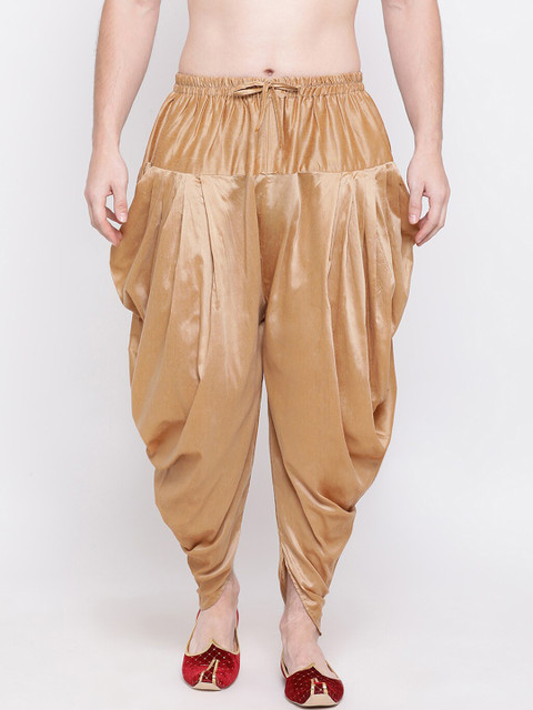 

VASTRAMAY Men Gold-Coloured Solid Silk Blend Dhoti