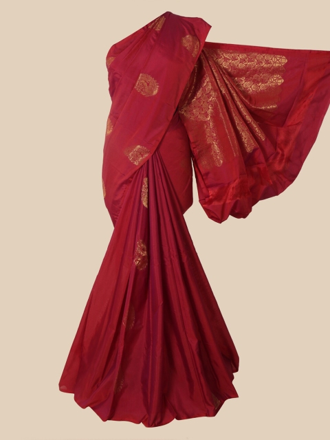 

Pothys Pink & Gold-Toned Woven Design Zari Silk Cotton Saree