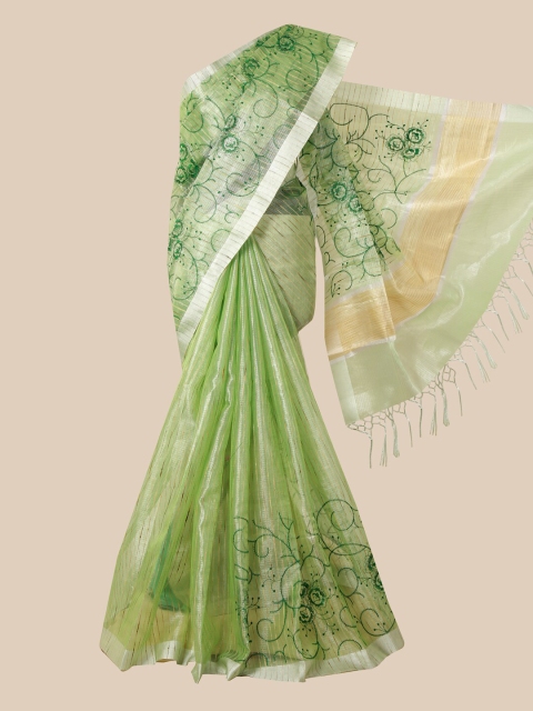 

Pothys Green Woven Design Tissue Saree