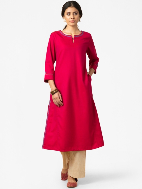 

Fabindia Women Pink A-Line Kurta