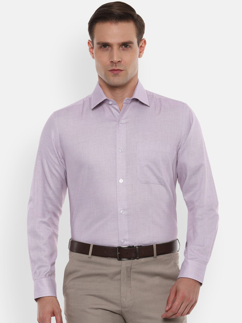 

Louis Philippe Men Lavender Self Design Cotton Slim Fit Formal Shirt
