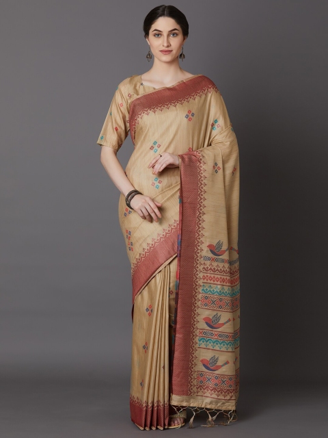 

Mitera Beige & Brown Silk Cotton Saree