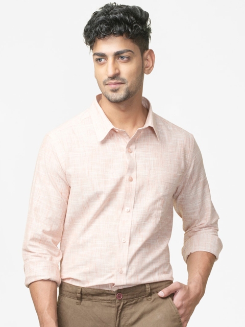 

Fabindia Men Pink Slub Effect Cotton Regular Fit Casual Shirt