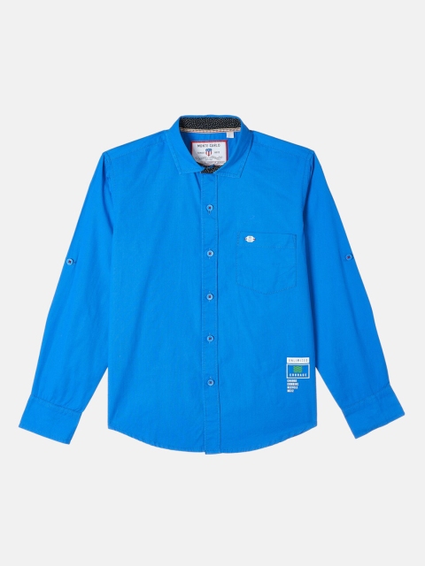 

Monte Carlo Boys Cotton Blend Solid Blue Casual Shirt