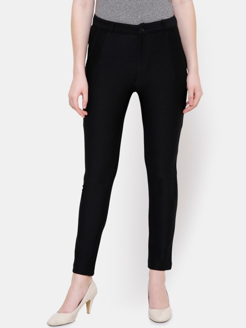 

Yaadleen Women Black Cotton Straight Fit High-Rise Regular Trousers