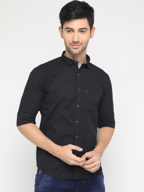 

WITH Men Black Slim Fit Cotton Casual Shirt