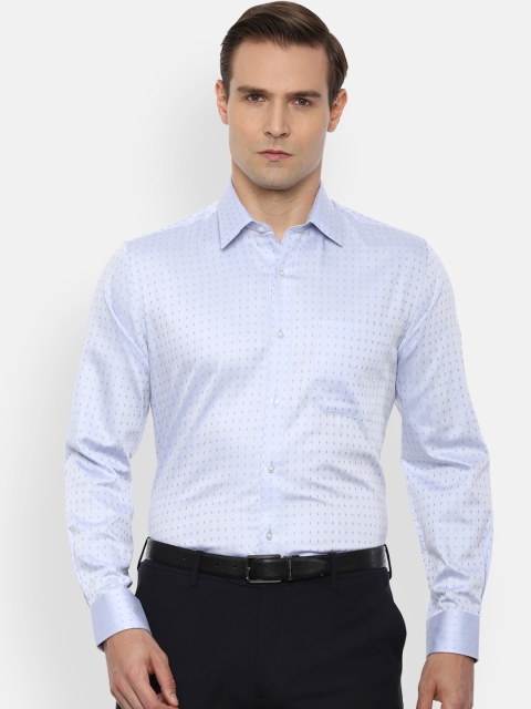 

Louis Philippe Men Blue Slim Fit Printed Pure Cotton Formal Shirt