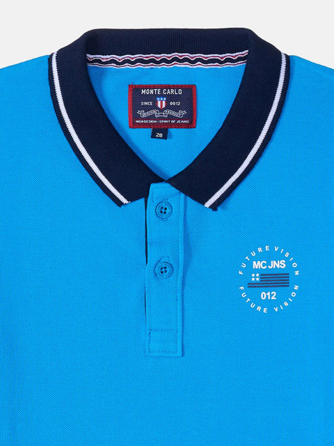 

Monte Carlo Boys Blue Brand Logo Printed Polo Collar T-shirt
