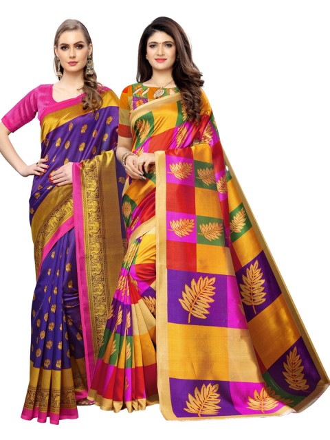 

KALINI Pack of 2 Art Silk Saree, Purple