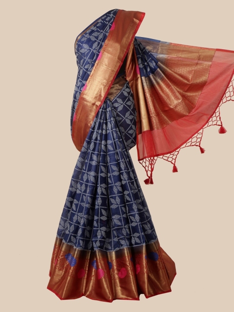 

Pothys Women Blue Tusser Silk Saree