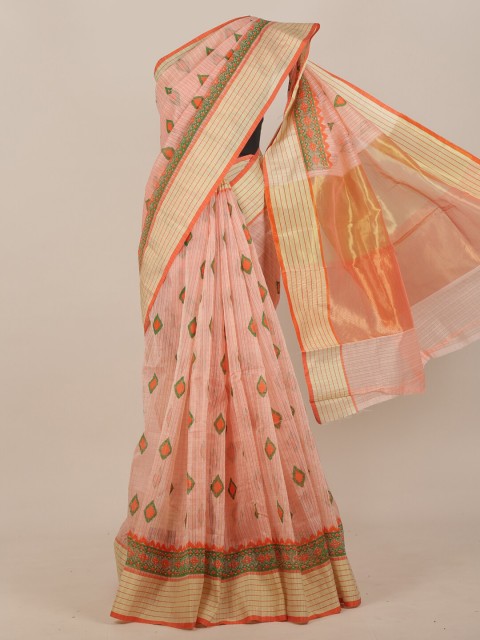 

Pothys Pink & Orange Cotton Blend Saree