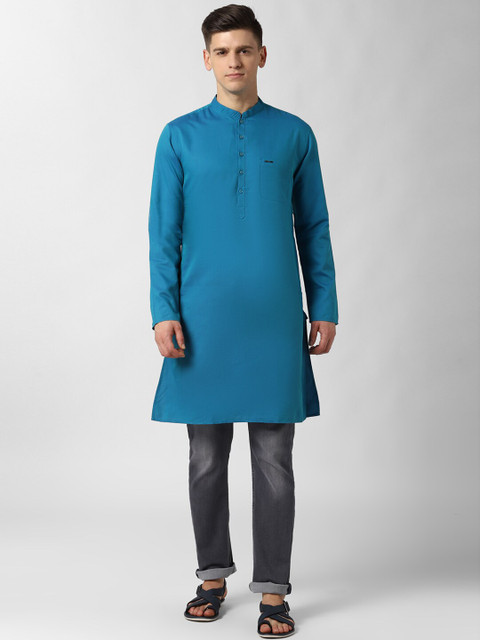 

Peter England Men Blue Thread Work Kurta