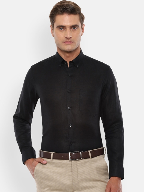 

Louis Philippe Men Black Linen Slim Fit Semiformal Shirt