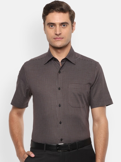 

Louis Philippe Men Brown Micro Checks Printed Casual Shirt