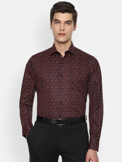 

Van Heusen Men Maroon Printed Pure Cotton Formal Shirt
