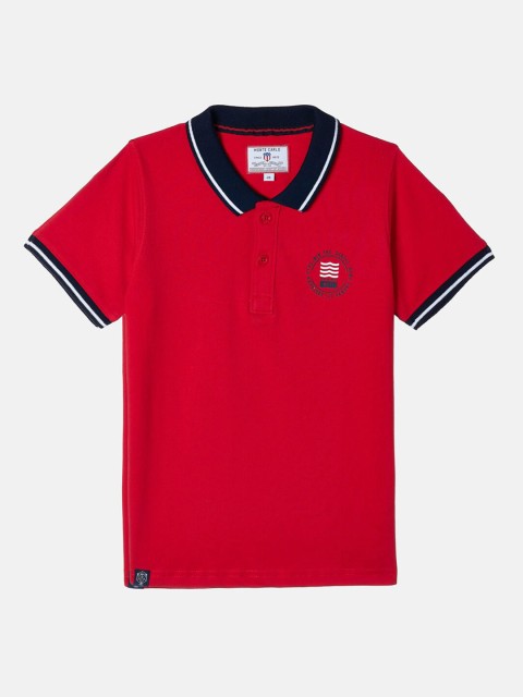 

Monte Carlo Boys Red Solid Polo Collar Casual T-shirt