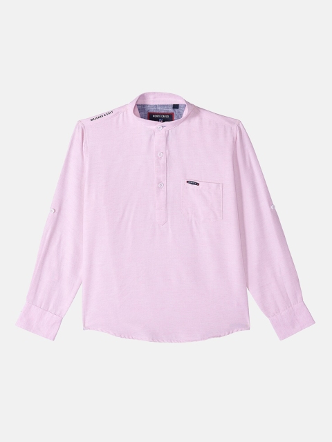 

Monte Carlo Boys Pink Solid Cotton Blend Casual Shirt