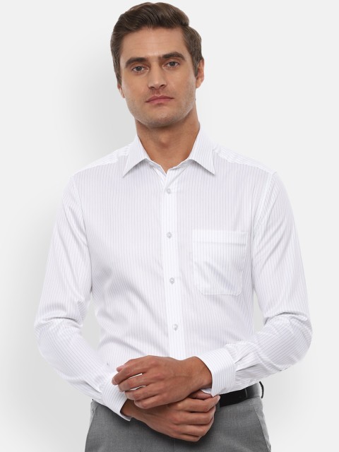 

Louis Philippe Men White Cotton Classic Fit Striped Formal Shirt