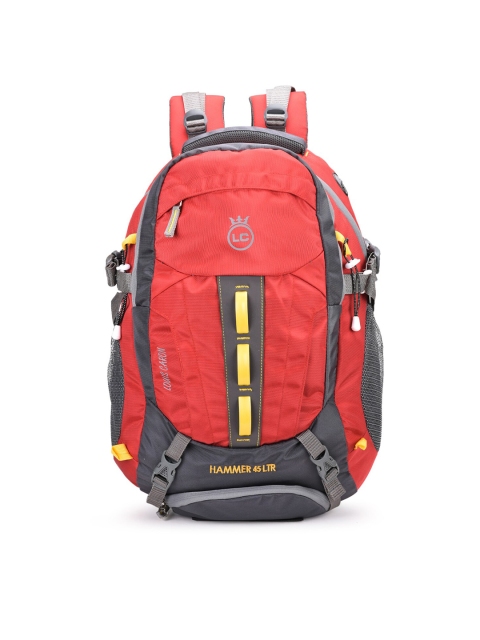 

LOUIS CARON Unisex Red & Grey Backpack with Shoe Pocket & Rain Cover