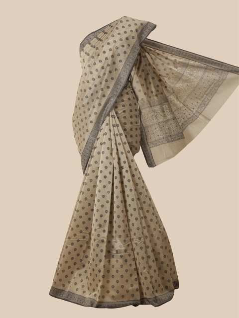 

Pothys Tan & Black Ethnic Motifs Saree