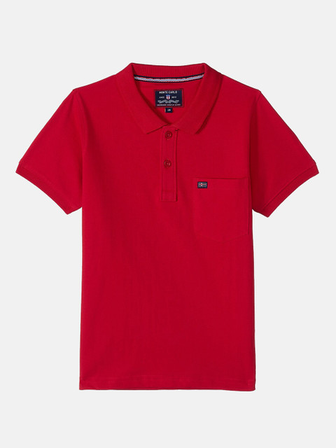 

Monte Carlo Boys Red Solid Polo Collar Casual T-shirt