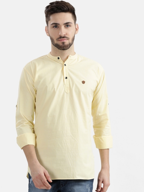 

V2 Value & Variety Men Yellow Above-Knee Straight Kurta