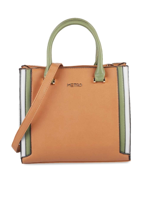 

Metro Tan Colourblocked Oversized Structured Handheld Bag