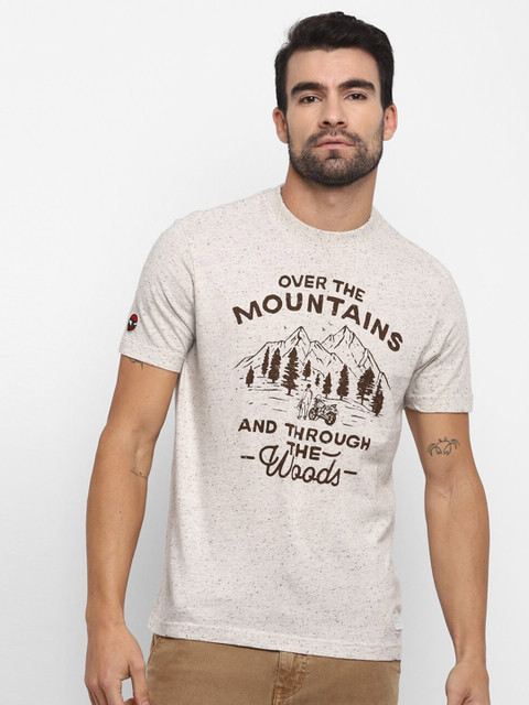 

Royal Enfield Men Cream-Coloured Typography Printed T-shirt