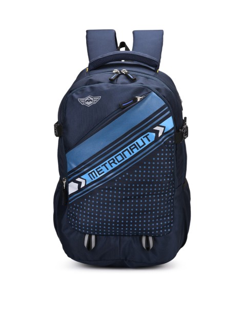 

Metronaut Unisex Navy Blue Graphic Backpack with Compression Straps