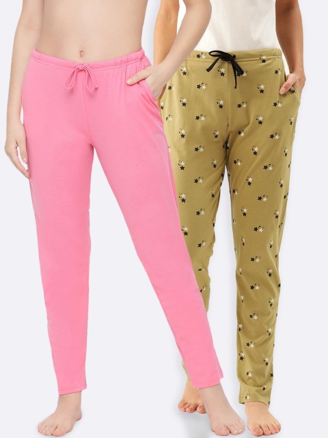 

Kanvin Women Pack Of 2 Cotton Lounge Pants, Pink