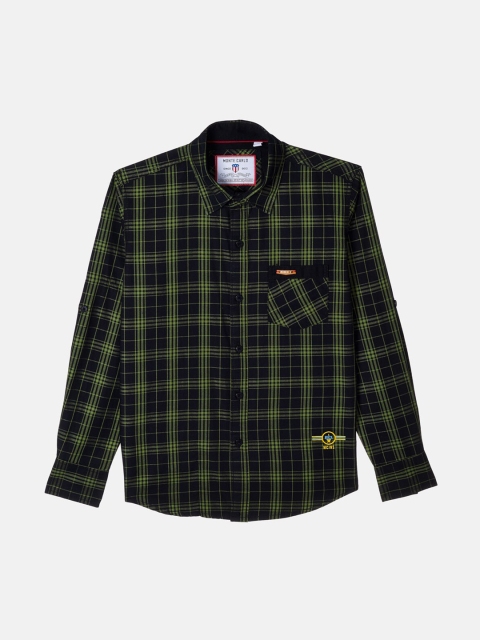 

Monte Carlo Boys Black & Green Tartan Checks Checked Casual Shirt