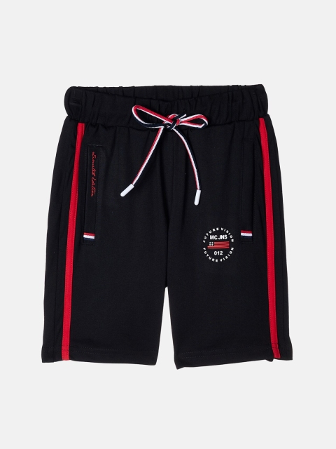 Monte Carlo Boys Black Mid-Rise Regular Shorts