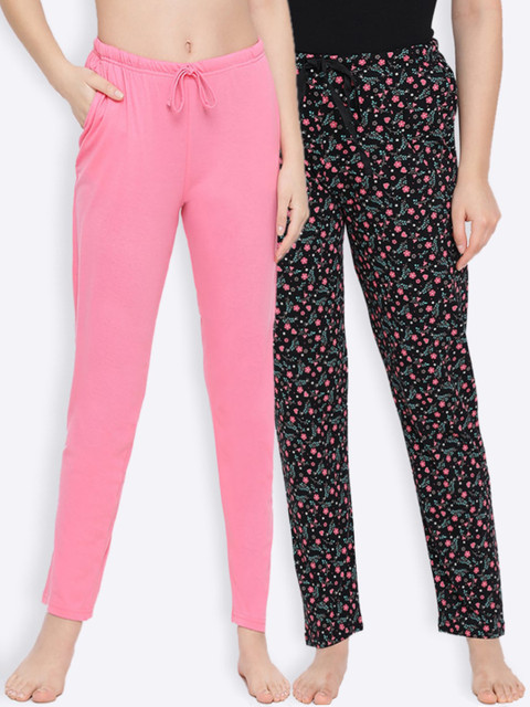 

Kanvin Women Pack Of 2 Cotton Lounge Pants, Pink