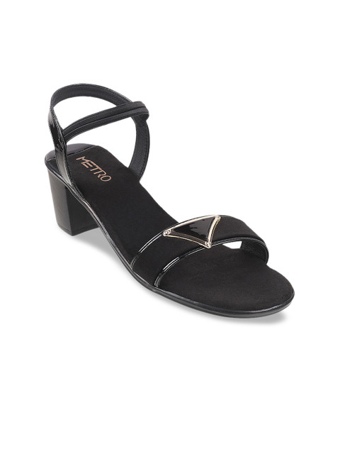 

Metro Women Black Solid Block Heeled Open Toe Sandals