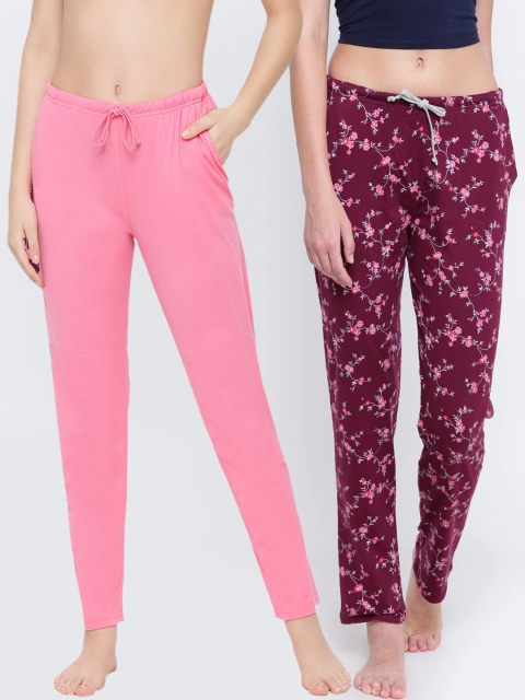 

Kanvin Women Pack Of 2 Pure Cotton Lounge Pants, Pink