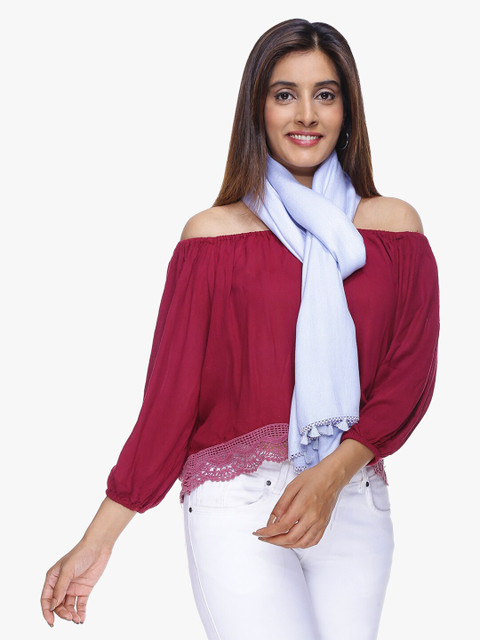 

Scarves & Glitters Women Blue Solid Stole