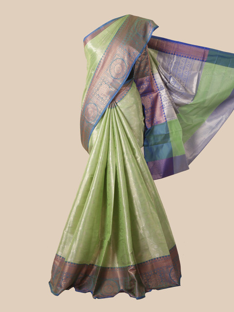 

Pothys Green & Blue Woven Design Zari Tissue Saree