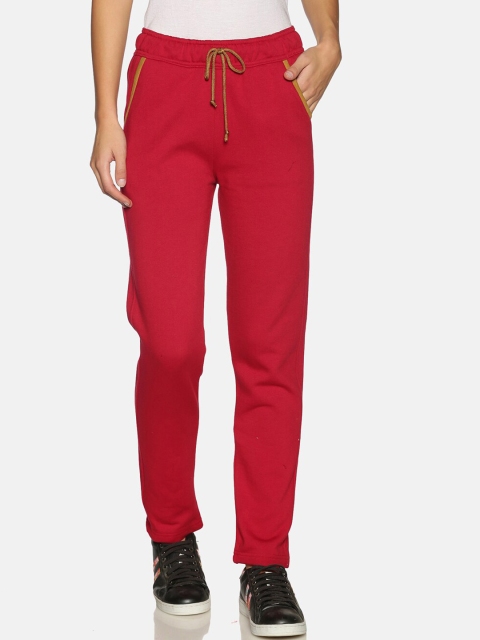 

PICOT Women Red Solid Straight-Fit Track Pants