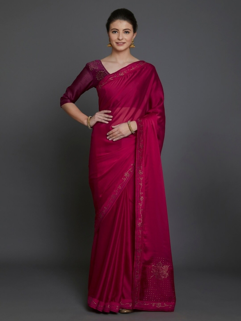 

Mitera Pink Beads and Stones Saree