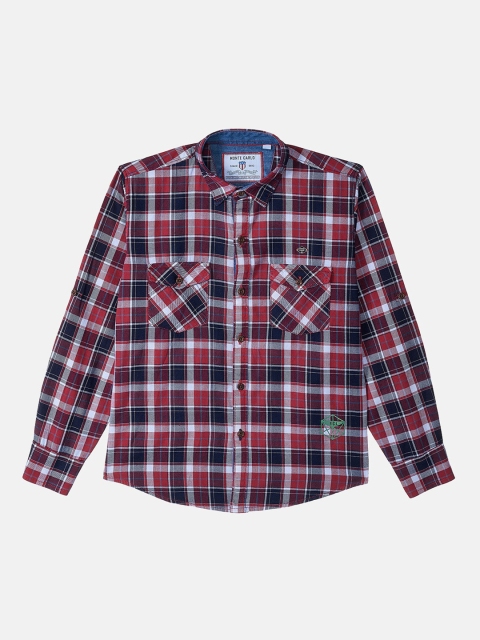 

Monte Carlo Boys Red Checked Cotton Casual Shirt