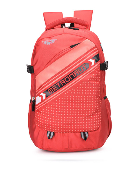 

Metronaut Unisex Red Graphic Backpack with Reflective Strip