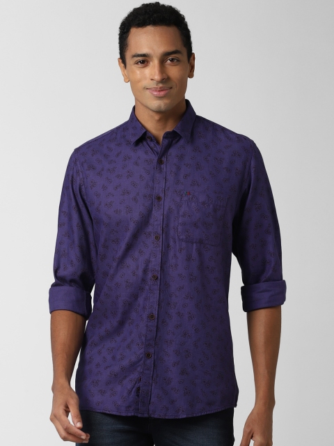 

Peter England Casuals Men Purple & Black Slim Fit Floral Printed Pure Cotton Casual Shirt