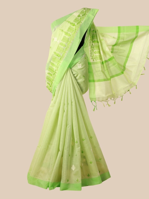 

Pothys Green Ethnic Motifs Embroidered Jute Cotton Saree