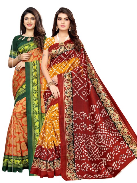 

KALINI Pack Of 2 Bandhani Saree, Orange