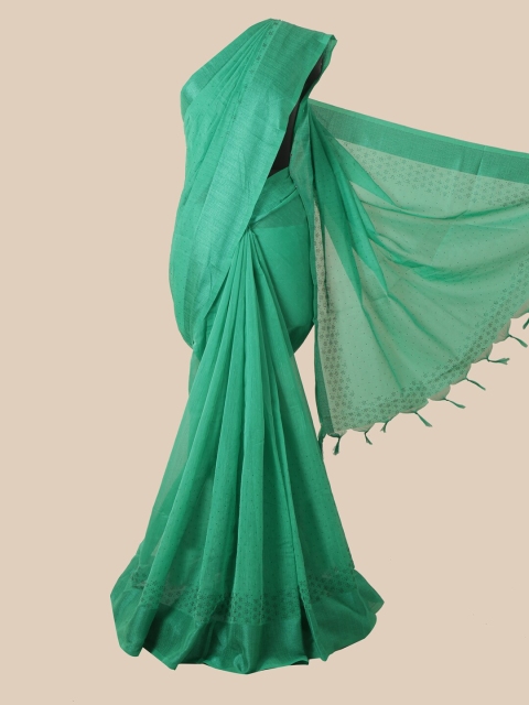 

Pothys Green Embellished Beads and Stones Jute Silk Saree