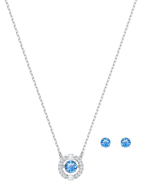 

SWAROVSKI Rhodium-Plated Sparkling Dance Round Set, Blue